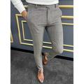 Men's Trousers Chinos Chino Pants Plaid Dress Pants Pocket Plaid Comfort Breathable Business Daily Fashion Smart Casual Light Grey Gray