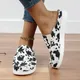 Mocassins Mule en toile imprimé vache pour femmes baskets léopard à enfiler pantoufles de sport