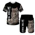 Boys 3D Animal Wolf T-shirt Shorts Clothing Set Short Sleeve Summer Spring Sports Fashion Cool Polyester Kids 3-13 Years Outdoor Street Sports Regular Fit