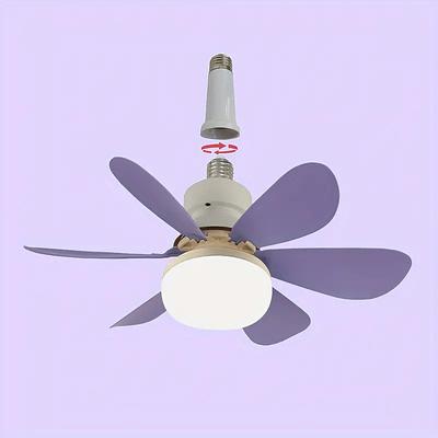 Socket Fan Lamp E27 Base Wireless Remote Control LED Bulb Ceiling Fan Replacement for Bedroom Living Room Kitchen Balcony