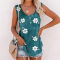 Women's Tank Top Camis Pink Blue Green Floral Button Print Sleeveless Daily Holiday Streetwear Casual V Neck Regular Floral Plus Size L