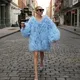 Mini Robe Chic en Tulle à Plusieurs Niveaux pour Femme Tenue de Bal à Volants Manteau de Soirée