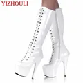 Bottes sexy pour femmes chaussures à talons hauts de 6 pouces pour danser à la mode chaudes