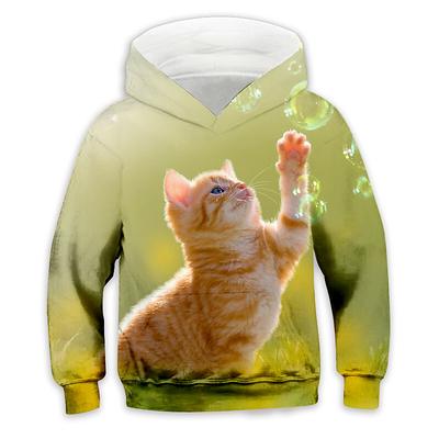 Kids Girls' Hoodie Animal Casual Long Sleeve Pocket Cute 7-13 Years Fall White Light Green Blue