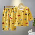 Kids Boys 2 Pieces Pajama Clothing Sets Short Sleeve Matching Outfits Cartoon Floral Button Summer Spring Fashion Home 7-13 Years