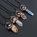 Pendentif Irrégulier Rétro en Pierre Naturelle Bijoux Quartz Collier en Clip Brut Cadeau pour