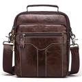 Men's Crossbody Bag Shoulder Bag Messenger Bag Nappa Leather Cowhide Daily Zipper Solid Color Black Coffee