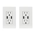 ELEGRP 25W 5A Dual Type A USB Wall Outlet 15A TR Duplex Outlet UL Listed Screwless Wall Plate Included (2 Pack White)