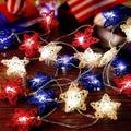 Lmueinov Holiday sales Independence Day String Lights Decorations Rattan Stars Patriotic Lights Battery Operated LED String Lights Outdoor Light For Memorial Day Clearance
