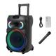 Happydeer 12 Wireless Portable PA System Bluetooth-Compatible 5.0 Karaoke Speaker Battery Powered Outdoor Sound Stereo Speaker with Microphone with Handle Rod Wheels DJ Light for Adults and Kids