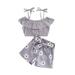 Canis Fashionable Summer Outfit for Kids: Cold Shoulder Tops and Floral Print Shorts