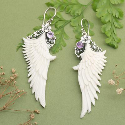 'Traditional Wing-Shaped Faceted Amethyst Dangle E...
