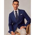 Hawes & Curtis Royal Blue Herringbone Linen Italian Tailored Suit Jacket - 1913 Collection