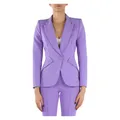 Elisabetta Franchi , Stretch Crepe Single-Breasted Jacket ,Purple female, Sizes: L, XS, S