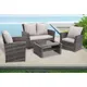 Ecasa Outdoor 4 Seater 2+1+1 Mixed Grey Rattan Garden Sofa Set With Light Grey Cushions & Coffee Table, Free Rain Cover