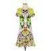 Prabal Gurung for Target Casual Dress - A-Line Crew Neck Short sleeves: Green Floral Dresses - Women's Size X-Small
