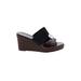 Brighton Wedges: Slip On Platform Casual Black Solid Shoes - Women's Size 6 - Open Toe