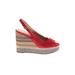 Geox Respira Wedges: Red Print Shoes - Women's Size 39 - Peep Toe