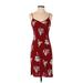 Gap Outlet Cocktail Dress - Sheath V Neck Sleeveless: Burgundy Floral Dresses - Women's Size 4