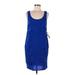 Calvin Klein Casual Dress - Sheath Scoop Neck Sleeveless: Blue Print Dresses - Women's Size 6