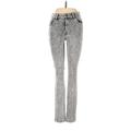 Express Jeans Jeans - Mid/Reg Rise Skinny Leg Boyfriend: Gray Bottoms - Women's Size 2 - Acid Wash