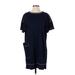 Everlane Casual Dress - Shift Crew Neck Short sleeves: Blue Solid Dresses - Women's Size Small