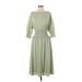 Ann Taylor Casual Dress - Midi: Green Solid Dresses - New - Women's Size Small Petite