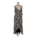 Express Casual Dress - High/Low Plunge Sleeveless: Black Floral Dresses - New - Women's Size X-Large