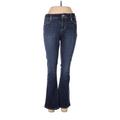 Arizona Jean Company Jeans - Mid/Reg Rise Flared Leg Boyfriend: Blue Bottoms - Women's Size 7 - Dark Wash