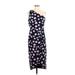 J.Crew Cocktail Dress - Sheath One Shoulder Sleeveless: Purple Polka Dots Dresses - Women's Size 4