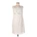 Jessica Simpson Casual Dress - Sheath High Neck Sleeveless: Ivory Solid Dresses - Women's Size 12