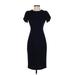 Calvin Klein Cocktail Dress - Midi High Neck Short sleeves: Black Solid Dresses - Women's Size 2