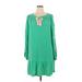 Crown & Ivy Casual Dress - Mini Tie Neck Long sleeves: Green Solid Dresses - Women's Size X-Large