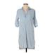 Velvet Heart Casual Dress - Shirtdress Collared 3/4 sleeves: Blue Dresses - Women's Size Small