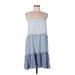 Rails Casual Dress - Mini Square Sleeveless: Blue Print Dresses - Women's Size Large