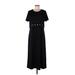 Coldwater Creek Casual Dress - Midi Crew Neck Short sleeves: Black Solid Dresses - Women's Size Large Petite