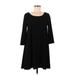 Leith Casual Dress - Mini Scoop Neck 3/4 sleeves: Black Print Dresses - Women's Size Medium