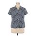Croft & Barrow Short Sleeve Blouse: Blue Paisley Tops - Women's Size X-Large Petite
