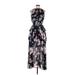 Eliza J Casual Dress - Midi Crew Neck Sleeveless: Black Floral Dresses - Women's Size 12 Petite