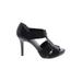 Moda Spana Heels: Slip On Stilleto Chic Black Print Shoes - Women's Size 8 1/2 - Open Toe