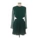 Fame And Partners Casual Dress - Mini High Neck Long sleeves: Green Solid Dresses - New - Women's Size 8