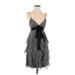 an original MILLY of New York Cocktail Dress - Mini V Neck Sleeveless: Black Polka Dots Dresses - Women's Size 2