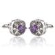 Fashion Luxury Purple Crystal Zircon Round Cufflinks Classic Shirt Casual Cuff Button Wedding Party Glamour Jewelry Gifts