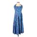 Bali Batiks Casual Dress - A-Line: Blue Floral Dresses - Women's Size Small