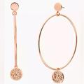 Michael Kors Jewelry | Michael Kors Large Rose Gold Tone Dangle Hoop Pave Crystal Earrings | Color: Gold | Size: Os