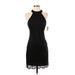 Charlotte Russe Cocktail Dress - Sheath High Neck Sleeveless: Black Print Dresses - Women's Size Small