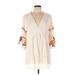 Blu Pepper Casual Dress - Mini V Neck 3/4 sleeves: Ivory Dresses - Women's Size Large