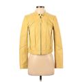 Rebecca Taylor Leather Jacket: Short Yellow Print Jackets & Outerwear - Women's Size 4