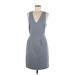 Banana Republic Casual Dress - Sheath V Neck Sleeveless: Gray Solid Dresses - Women's Size 8