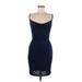 Madison & Berkeley Casual Dress - Bodycon Cowl Neck Sleeveless: Blue Solid Dresses - Women's Size Medium